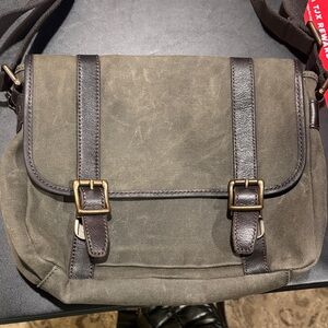 Olive Green Canvas Messenger Bag